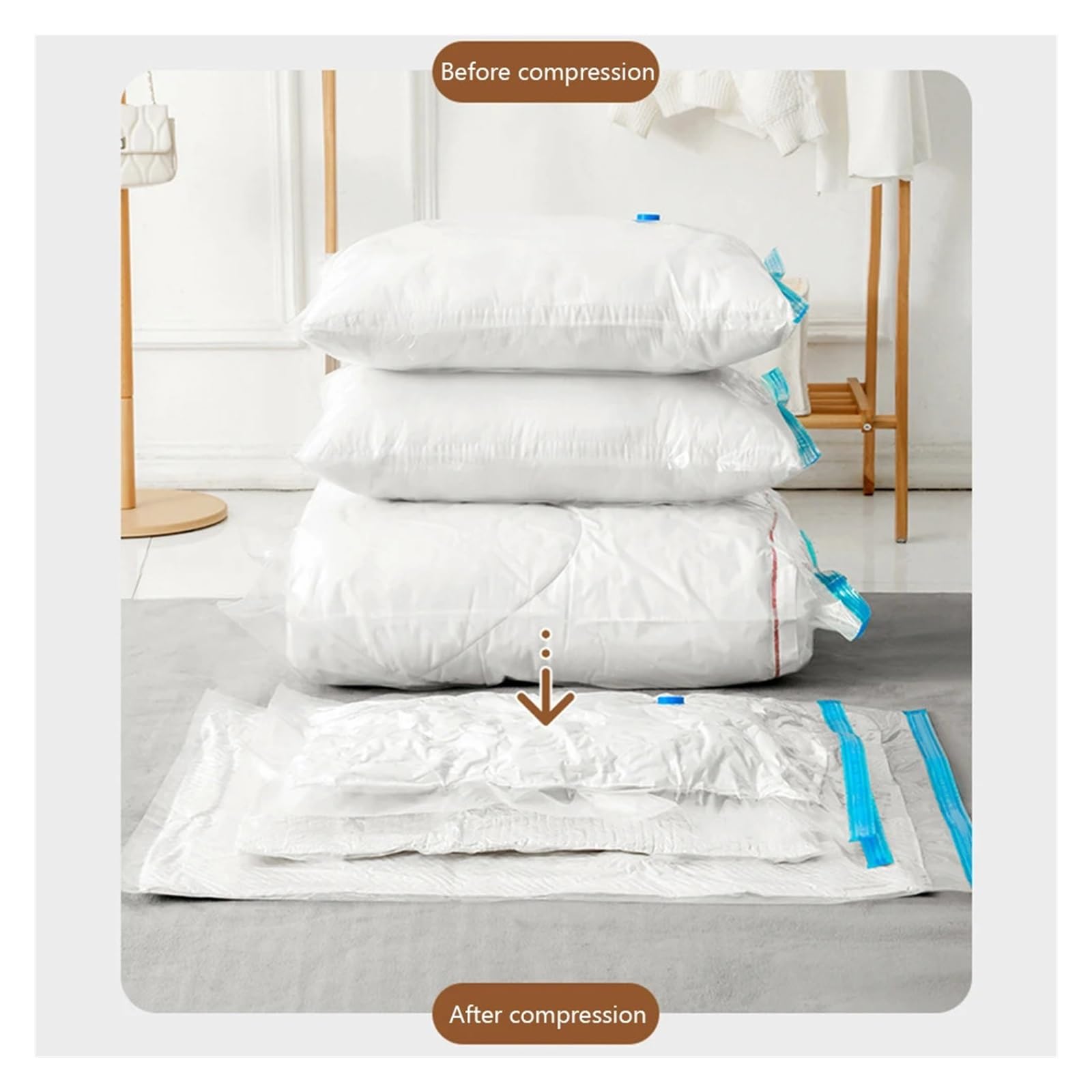 10 Stücke Vakuum Beutel Und Pumpe Abdeckung for Kleidung Lagerung Große Kunststoff Kompression Leere Tasche Reise Zubehör Container Für Reisen(100 * 130cm)
