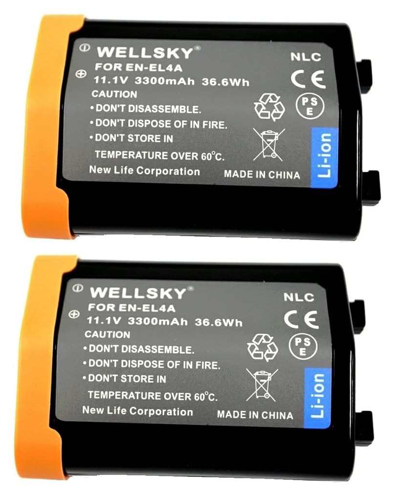 Amazon | WELLSKY EN-EL4 EN-EL4A 2個 互換バッテリー [ 純正品