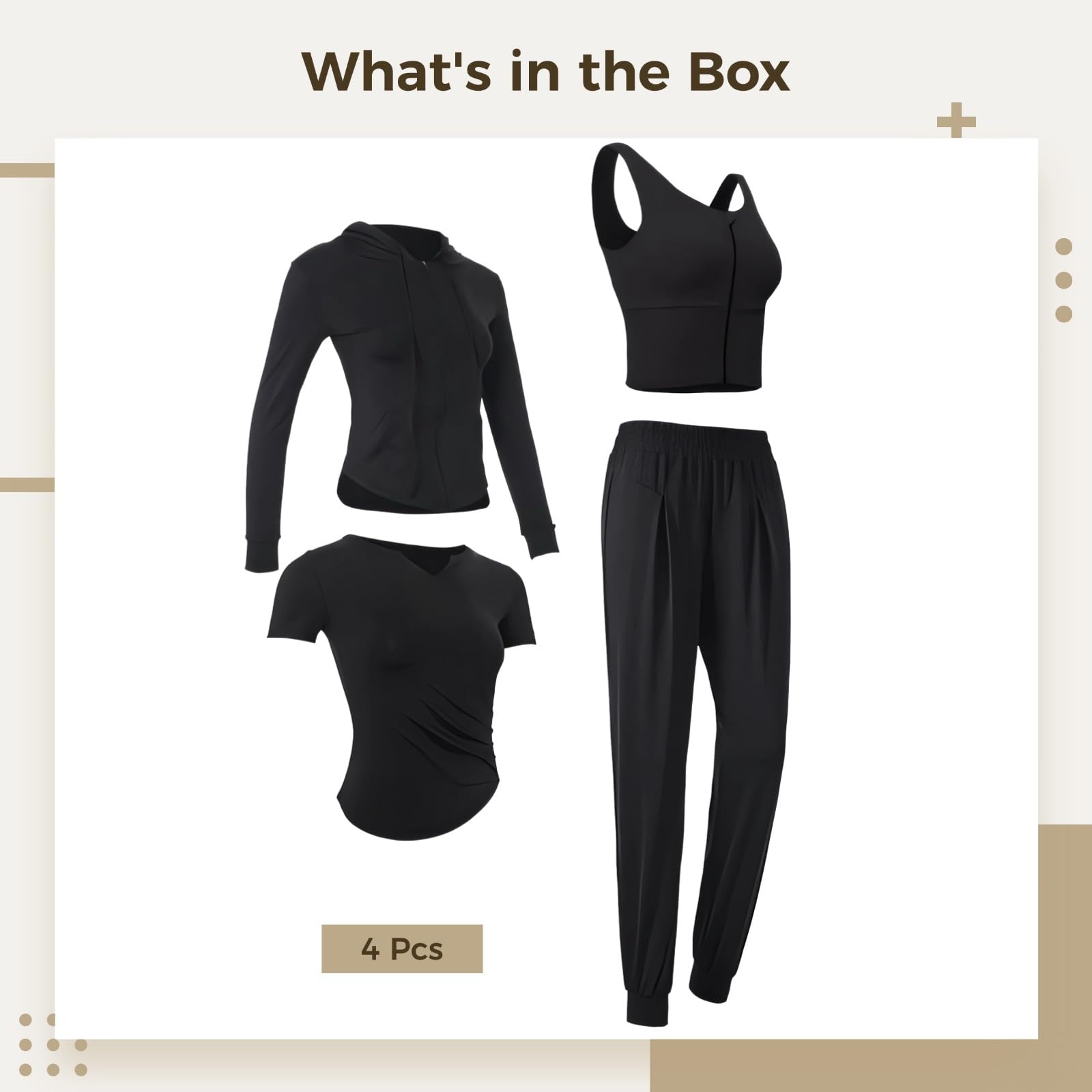 Conjunto de entrenamiento de 4 piezas para mujer, tallas S a XXL, tela transpirable que absorbe el sudor para gimnasio y yoga, incluye chaqueta de manga larga, camiseta de manga corta, brasier