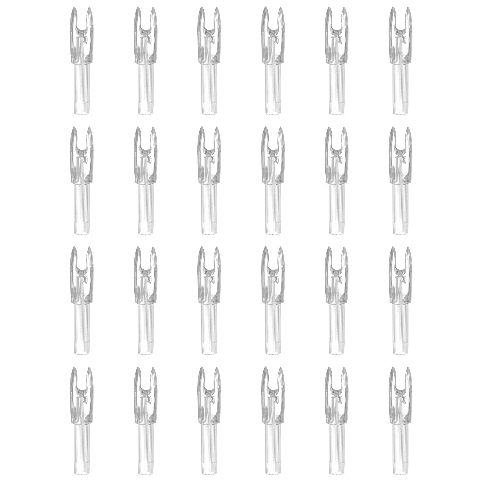 YELARXI Archery Arrows Nocks, Arrow Shaft Plastic Nocks Replacement Archery Arrows Tail Accessory 24 Pack Inside Diameter 4.2 mm Clear White - for (Hunting/Shooting/Compound/Recurve Bow)