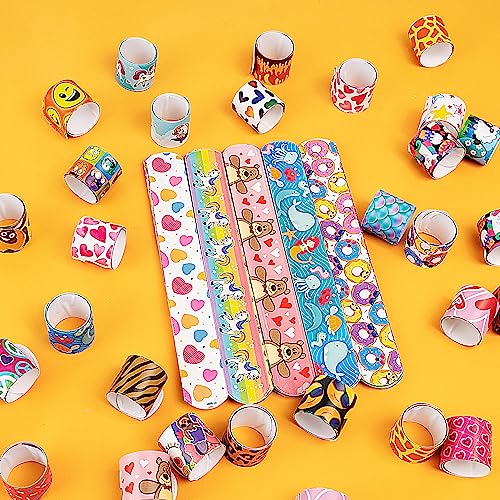 Joyin 15606 60 Pcs Slap Bracelets For Kids Bulk Wristbands With Animals, Friendship, Heart Print 36 Designs, For Kids Easter Party Favors, Classroom Prizes Exchanging Gifts thumb #6