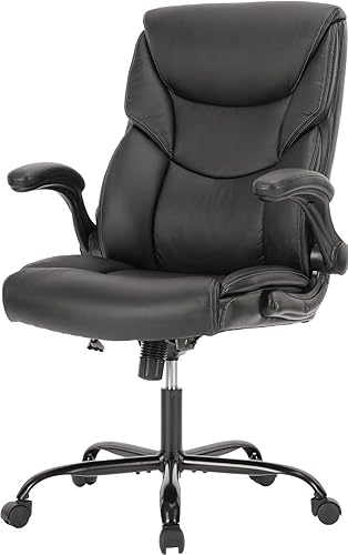 Silla ejecutiva de escritorio de oficina en casa, ergonómica de piel sintética, respaldo alto, silla de computadora cómoda con soporte lumbar, silla
