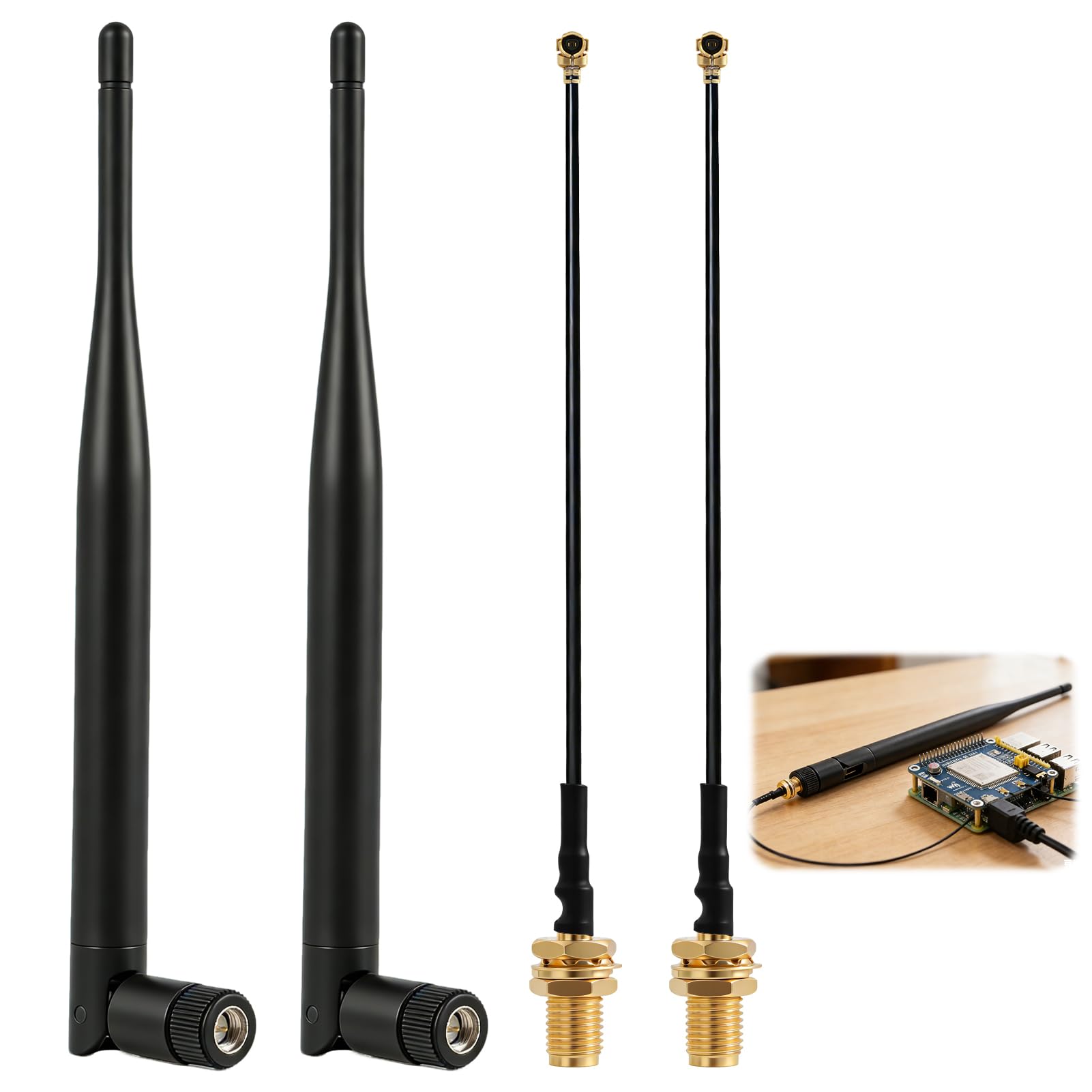 2 unidades de antena LoRa de 868 MHz, ganancia de 5 dBi, conector SMA omnidireccional con conector SMA hembra, adaptador de antena, cable adaptador de antena, para Meshtastic ESP32 LoRa OLED Board con