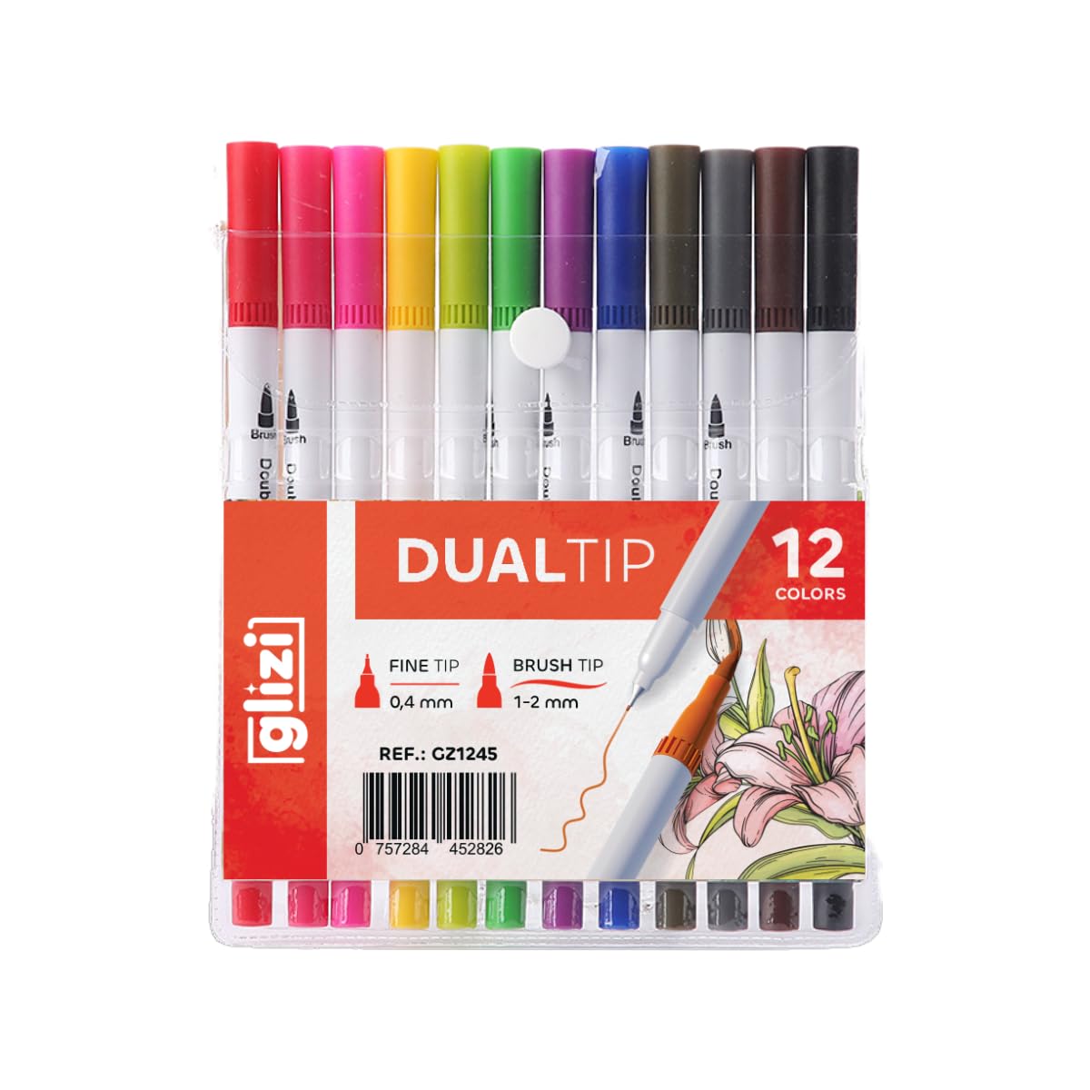 Brush 2点セット 36 Cor Dupla Ponta Brush Canetas Set com Zipper Case - para Arte,