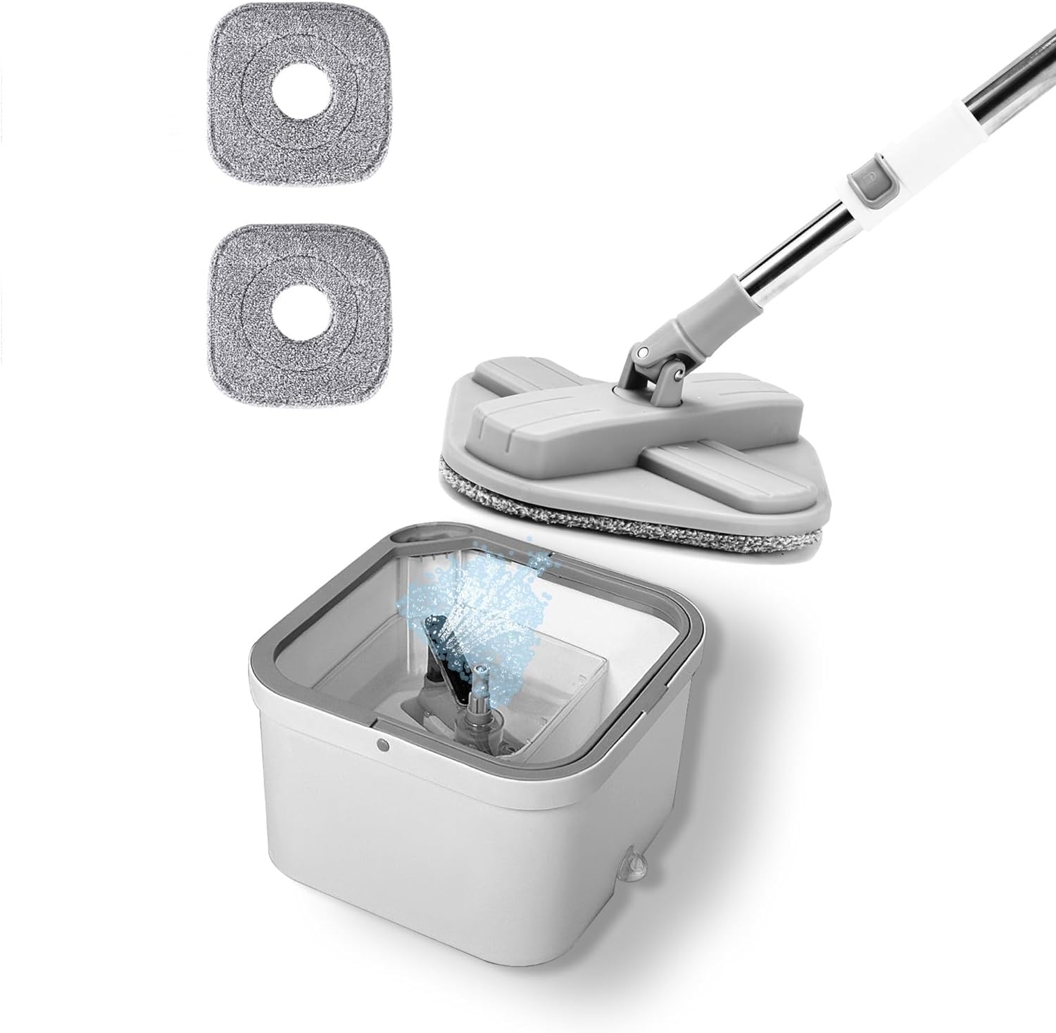 JUVIW Microfiber Spin Mop, Easy Store Floor Mop Spin, 360Degree Durable Design Spin Mop Cleaning,Self Wringe Adjustable Handle Floor Spin Mop,Versatile Spin Mop Bucket for Floor (White) (B0D766Q5Q5) Amazon Price History, Amazon Price Tracker