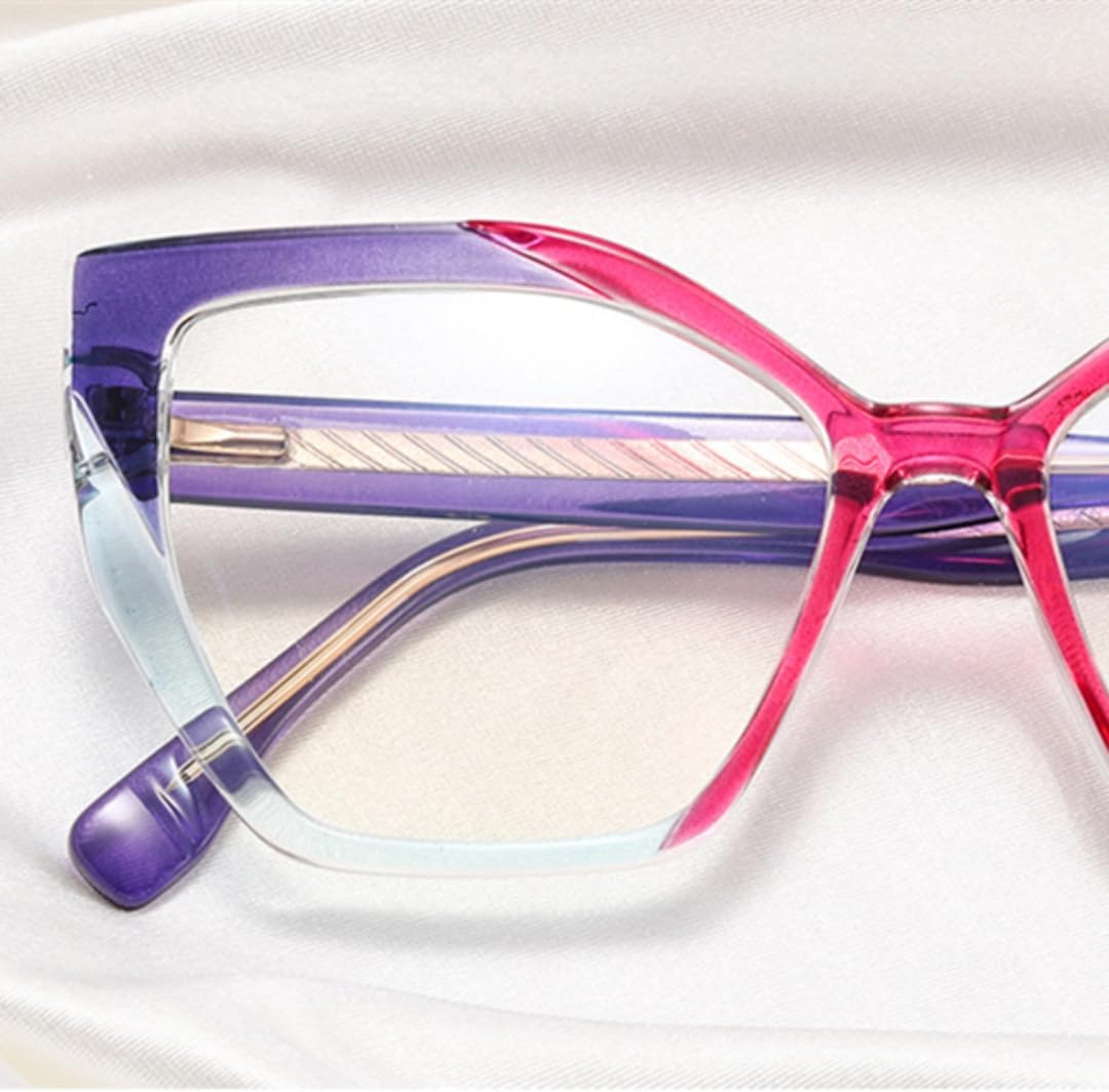 Retro Cat Eye Women Colorful Glasses Clear Spring Hinge Frame