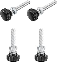 Vista 71 de Uxcell 4 juegos de perillas estriadas con tornillos de pulgar y tuercas, rosca macho métrica M6 x 35 mm, cabeza de plástico de 25 mm, perillas