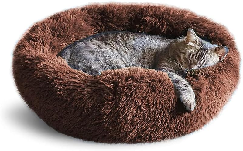 Cama Redonda para Gatos e Cães Pequenos com Pelúcia Macia Whiskers & Friends, 58,42 × 58,42 × 17,78 cm