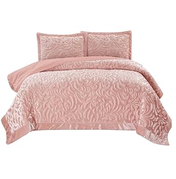FANSU Bedspread Quilt Single Double Super King Bed Size, Reversible Quilted Bed Cover Sofa Blanket Throw Decorative Coverlet Microfiber Comforter Bed Sheet (Pink Flower,150x200cm