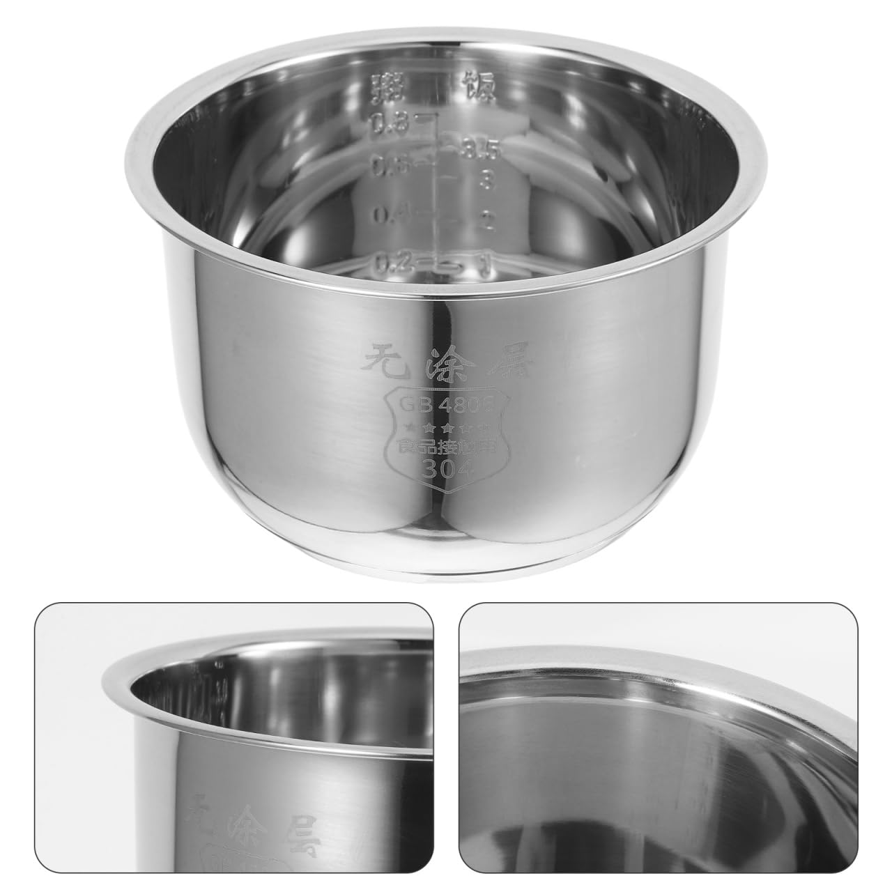ABOOFAN Pentola interna di ricambio per cuociriso elettrico, 1,6 l, in acciaio inox, rivestimento antiaderente, sicuro, facile da pulire, distribuzione uniforme del calore, accessori compatibili