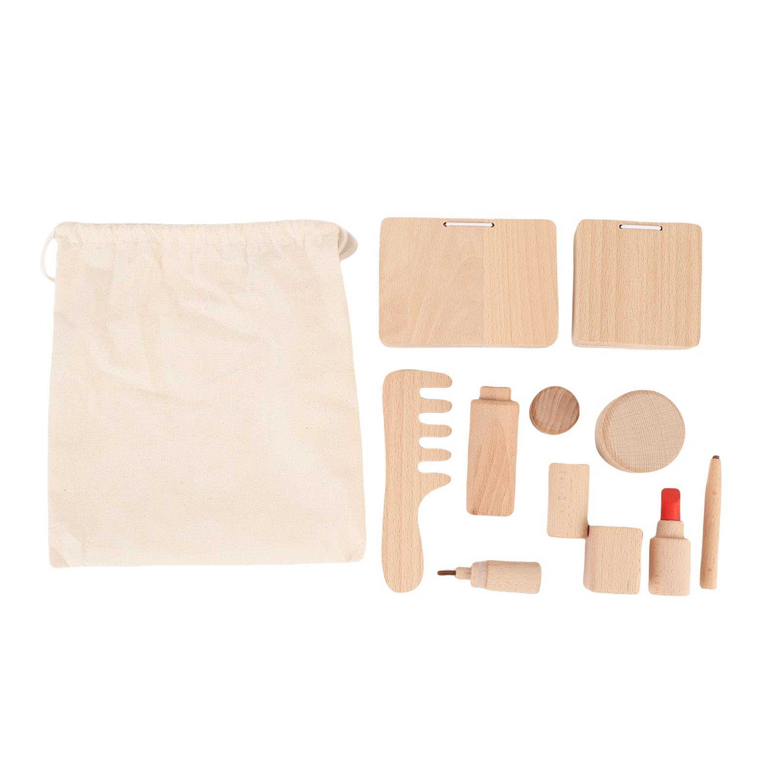 Topiky Set di Giocattoli per il Trucco in Legno per Ragazze - Kit di Cosmetici per Giochi di Finzione in Legno Premium con Rossetto, Smalto per Unghie, Fard, Tavolozza di Ombretti, Giocattoli per