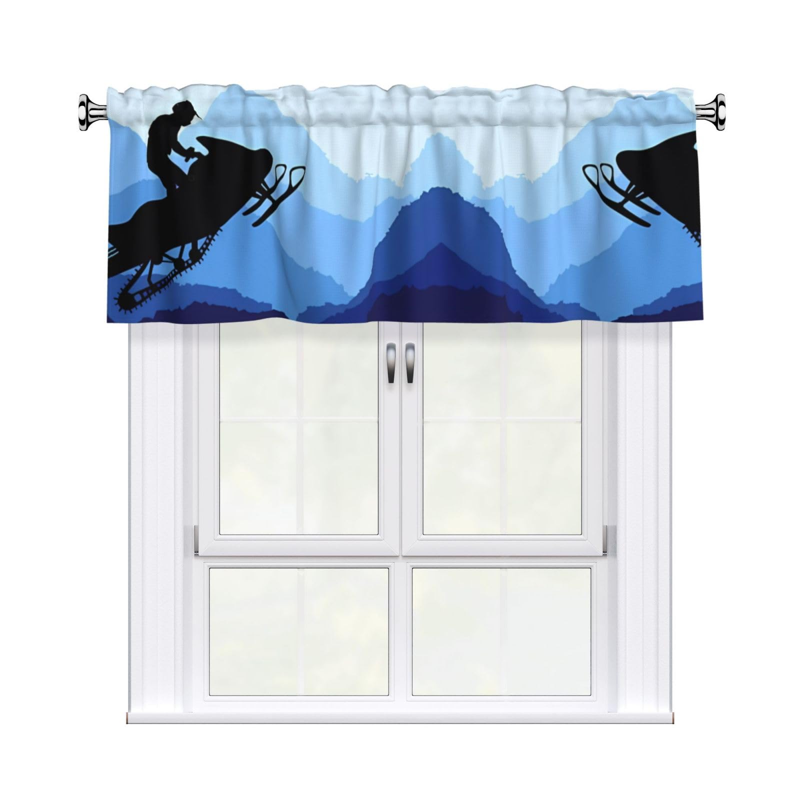 WHJSSF Snowmobile Prints Housewarming Gift – Peach Skin Window Valance 54x18 for a Cozy Kitchen Refresh