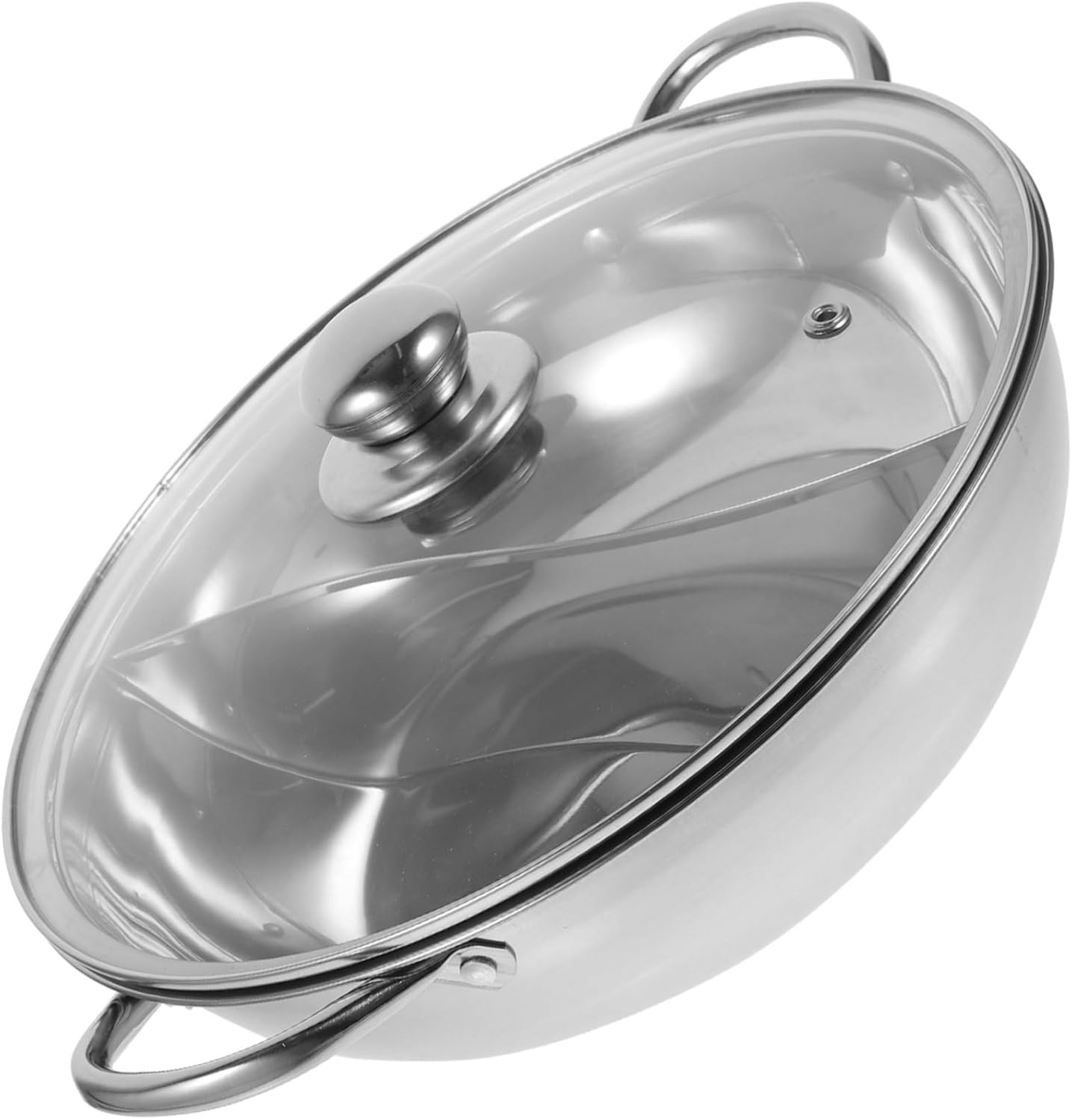 GLEAVI Divided Hot Pot Thickened Dual Flavor Cooker with Lid for Induction Gas Stoves for Family Gatherings and Practical Hot Pot Cooking