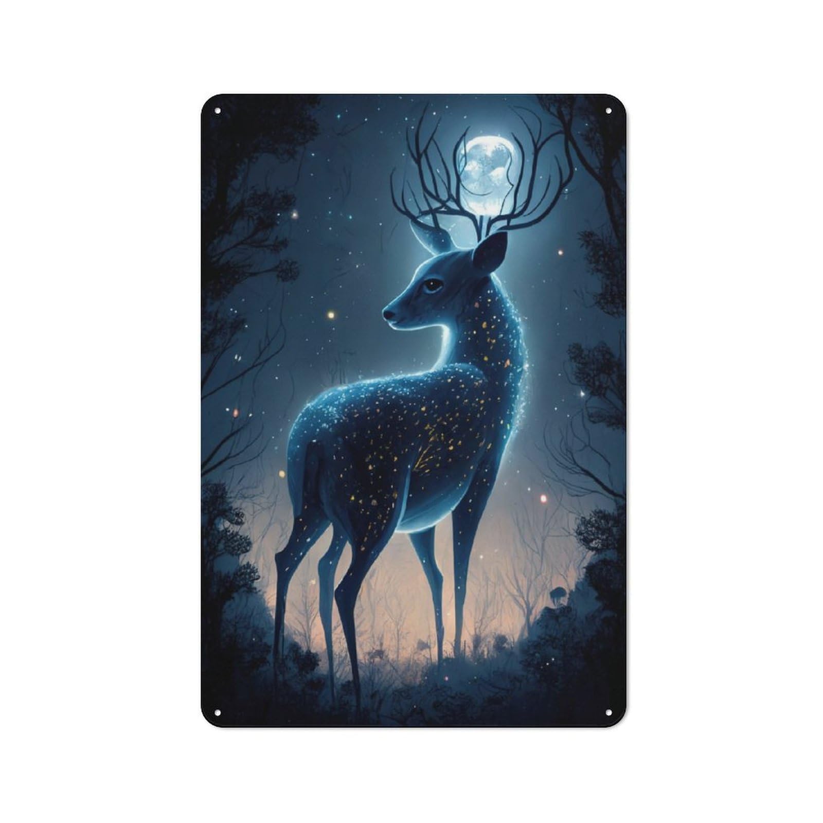 Junmoney Animal Deer Neon Retro Metal Sign 30X20cm, Distressed Look Retro Room Decor For Living Room, Hallway, Kitchen Or Cafe