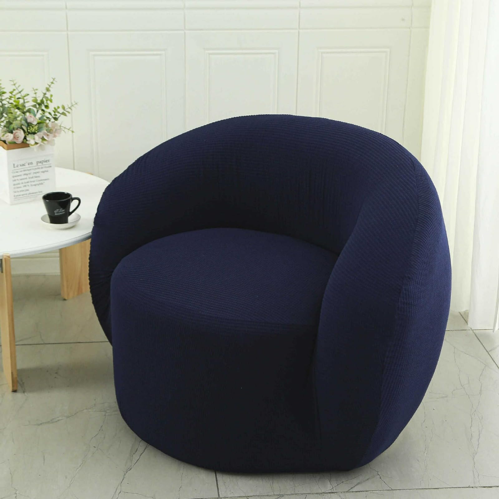 YOCOVER Stretch Swivel Barrel Chair Sofa Cover, Modern Swivel Accent Chair Slipcover Mid Century Modern Curved Sofa Cover Club Chair Couch Cover