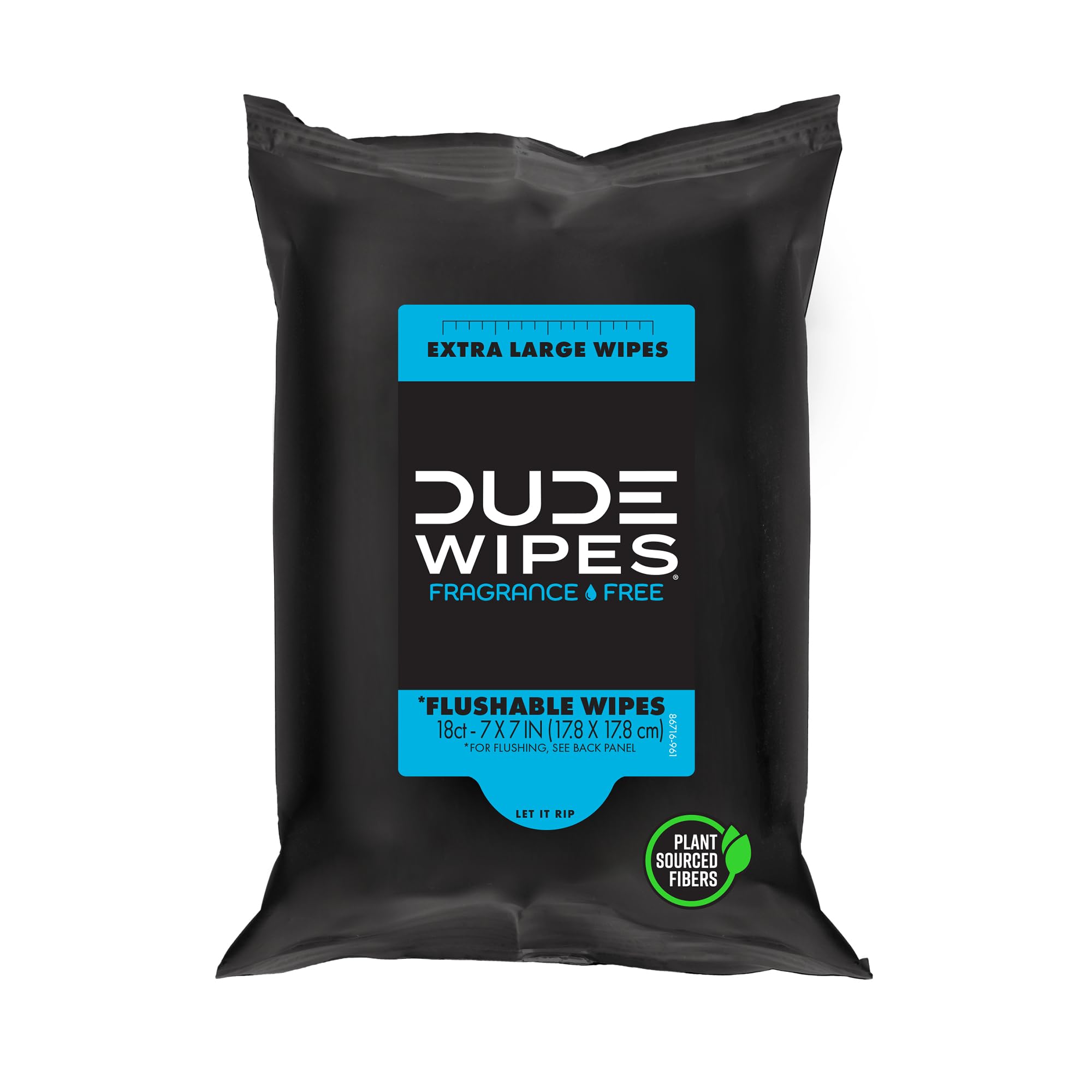 DUDE Wipes Unscented Travel Wipes - 1 pack (18 Count) - Extra-Large Cleansing Flushable Wipes for Sensitive Skin - Infused with Vitamin E and Aloe - Septic and Sewer Safe
