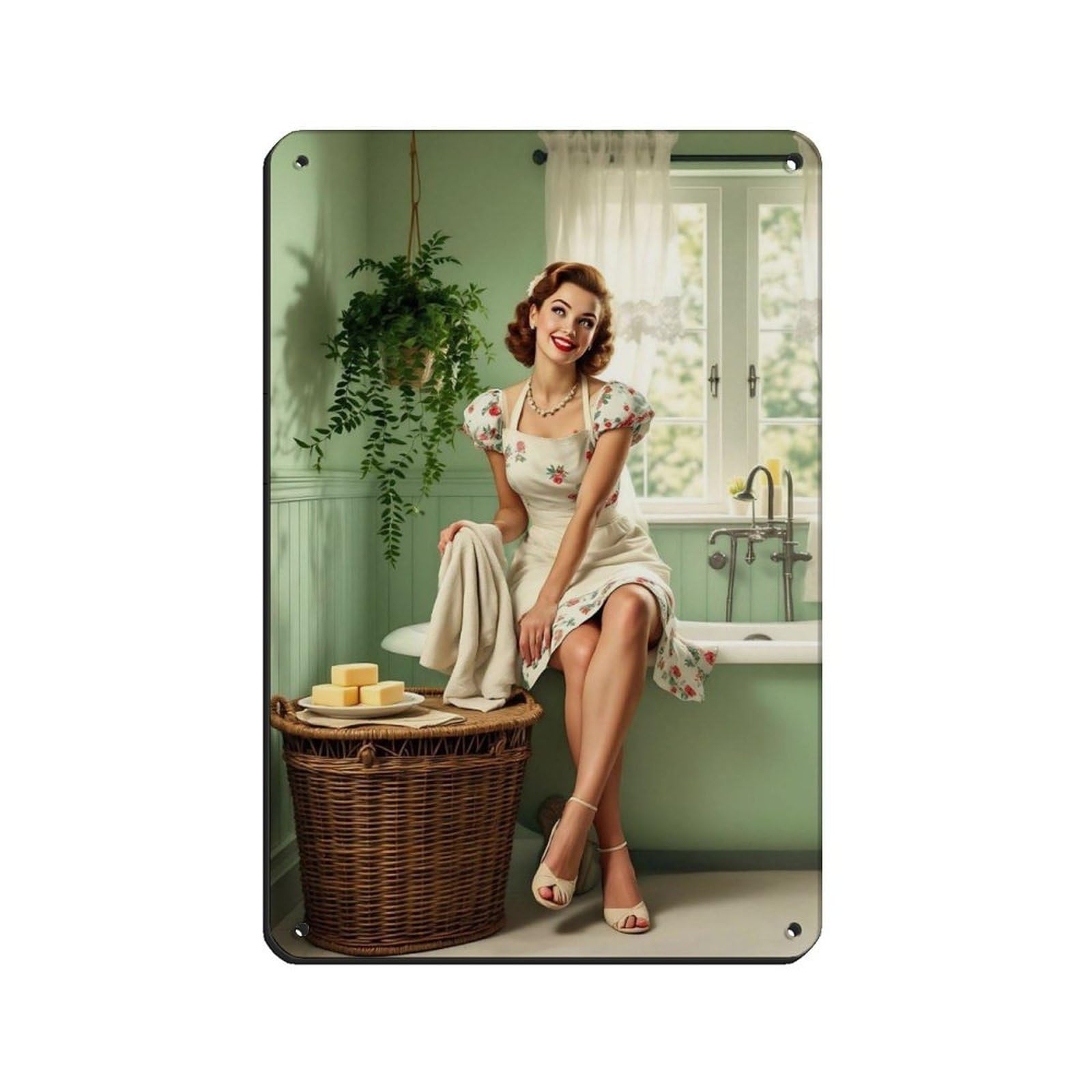 Poster rétro en métal femme cuisine vintage pour raviver vos souvenirs