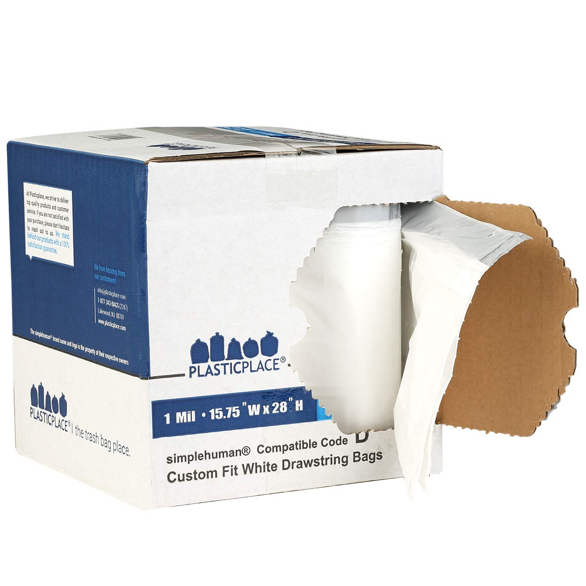 Sacs Poubelles Plasticplace Sur Mesure, Compatibles Avec Simplehuman  X Code D Sacs Poubelles Teint S Bleus Avec Cordon De Serrage 53 Gallons~p113320890