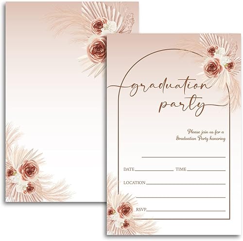 FujLoy 20 tarjetas con sobres, invitaciones para fiestas de graduación 2024, 2024 Universidad, escuela secundaria, celebración de graduación