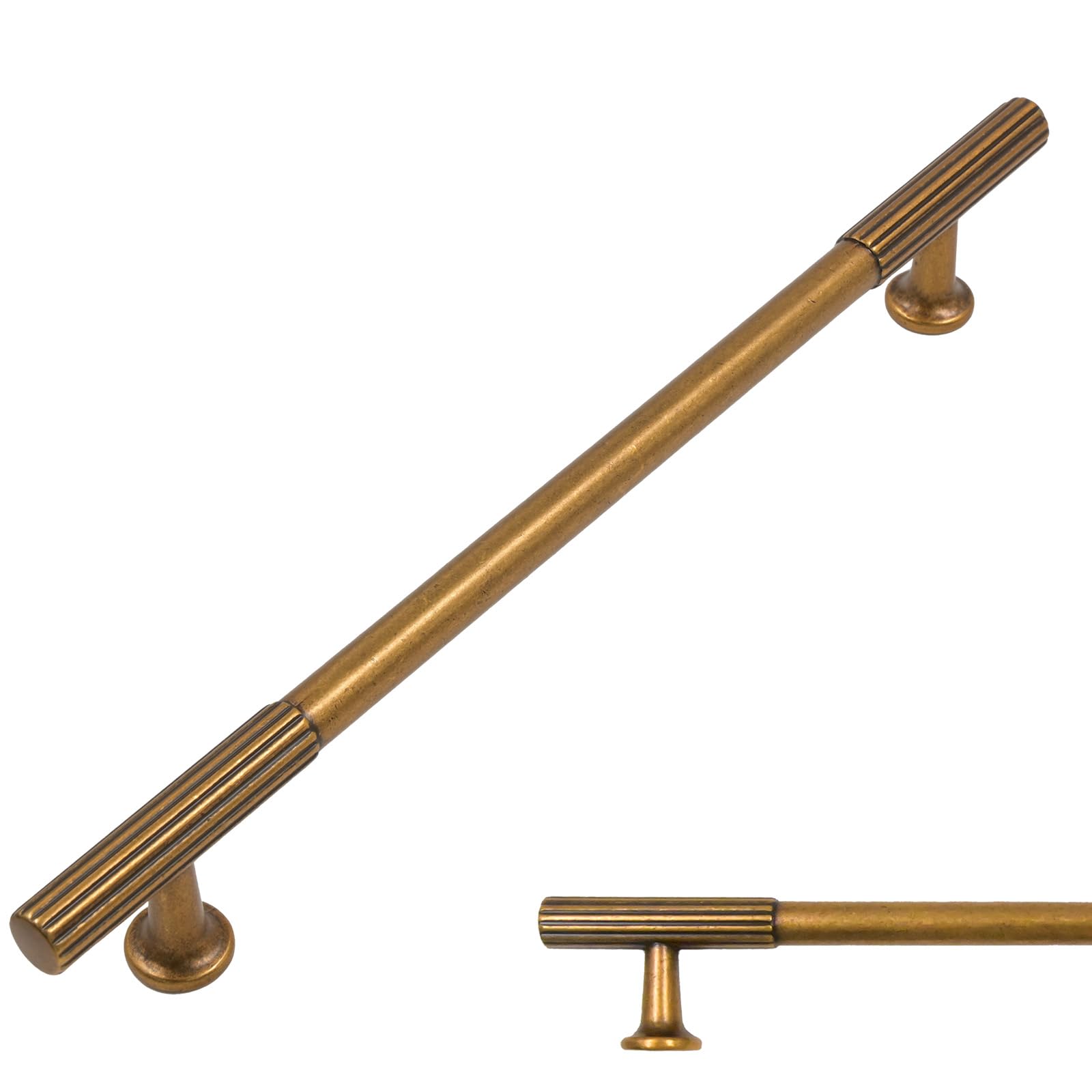 Photo 1 of Amerdeco 10 Pack Antique Brass Cabinet Pulls 12.6 Inch(320mm) Hole Centers Kitchen Cabinet Handles Hardware for Cabinets Cupboard Handles Drawer Pulls ZH0071