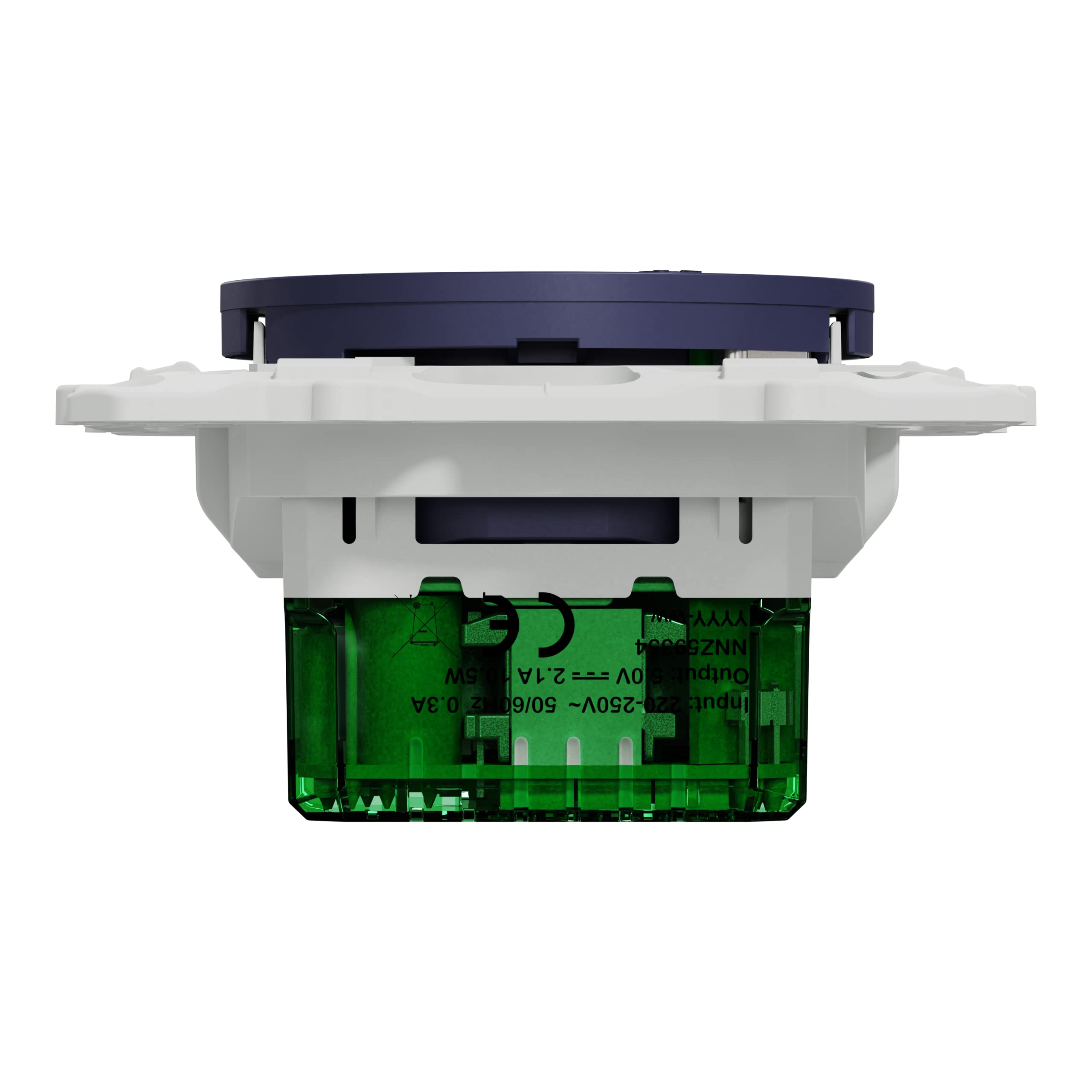 Schneider Electric Odace Steckdose + USB-C 10,5W – Kobaltblau, Glänzend, 2P+T