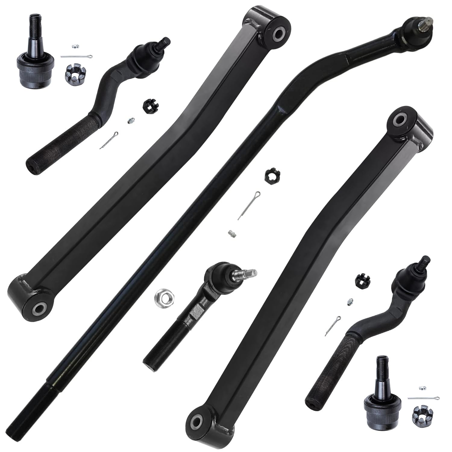 Detroit Axle - Front Lower Control Arms w/Ball Joints + Tie Rod Ends Kit