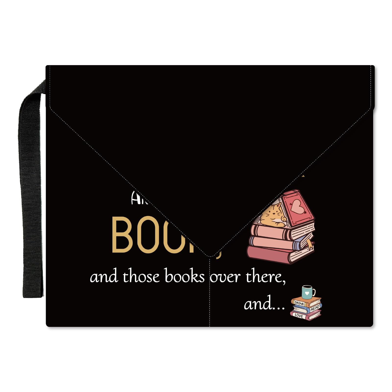 CRASPIRE Word Book Covers Cat Black Book Sleeve 11.6 X 9.3 Inch Book Protector for Paperbacks Washable Fabric Cloth Book Cover with Handle and Extra Sleeve Pocket for Book Lovers Classmate Gifts