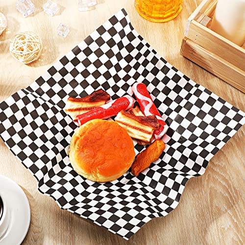 1000 Sheets Wax Deli Paper Sheets for Food 12 x 12 Inch Checkered Dry Waxed Deli Basket Liners for Sandwich Wrapping, Food Basket Liners, Picnic party(Black-white) - Thumbnail 6
