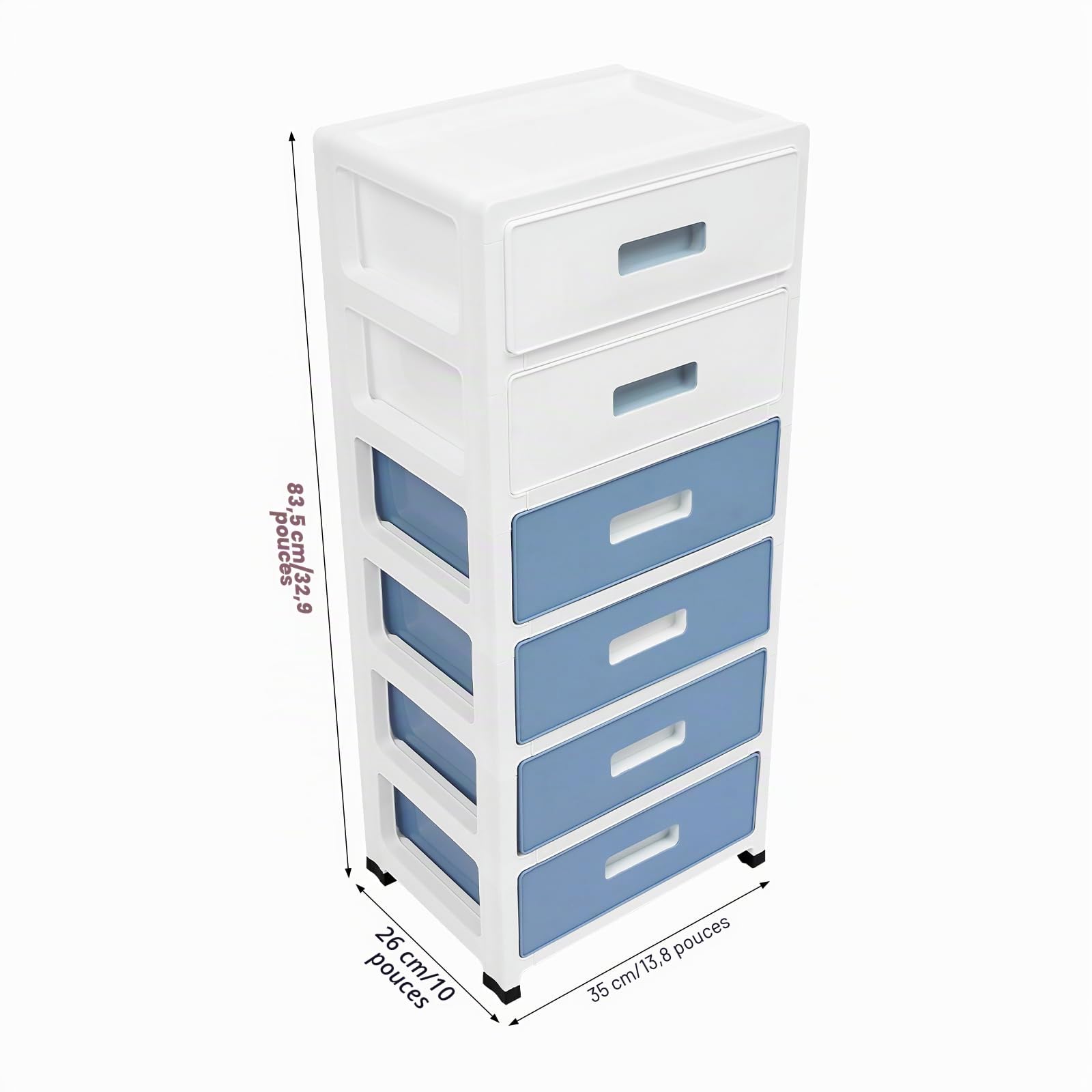 Meuble de rangement à 6 tiroirs, en plastique, avec roulettes, tour de rangement avec tiroirs et roulettes pour chambre à coucher, bureau
