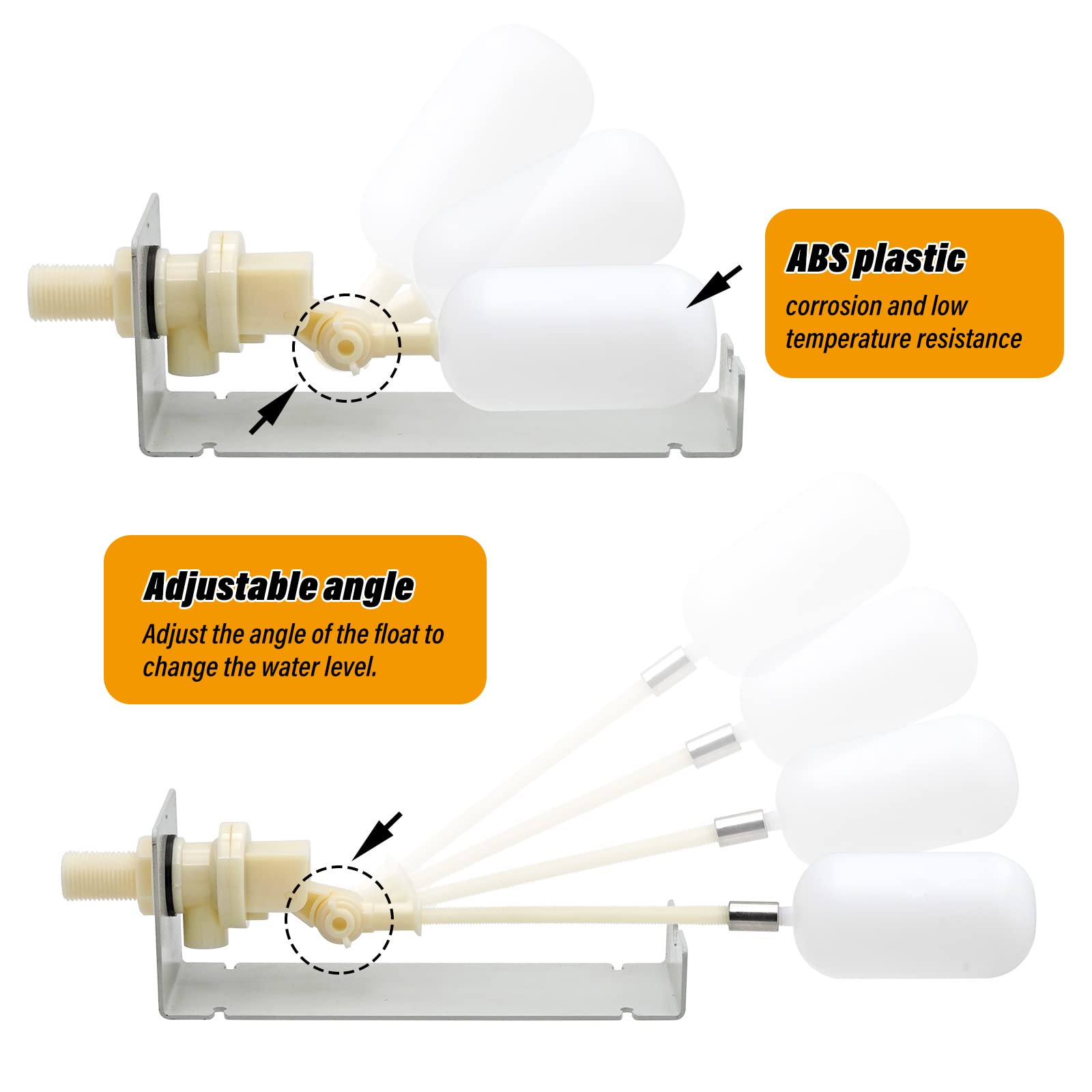 Fountain Float Valve Auto Fill Automatic Water Fountain Fill System - Float Valve With 1/4 Inch Tube - Maintains Water Level For Ponds & Fountains Level Kit
