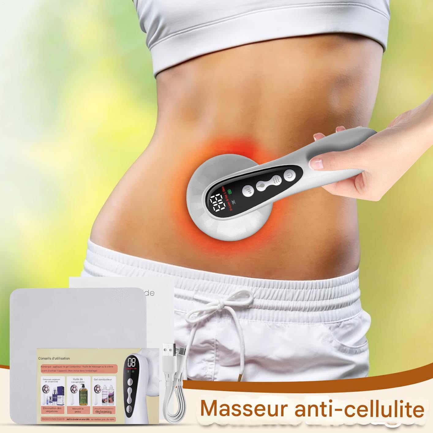 Masajeador antiellulita, aparato de adelgazamiento inalámbrico | Herramienta de masaje eléctrico de 3 modos para jóvenes atletas nalgas abdomen espalda muslos cintura
