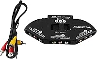 Vista 5 de Splitter Audio 3 en 1 Salida Audio Video Splitter Selector negro con cable AV para DVD VCD VCR (negro)