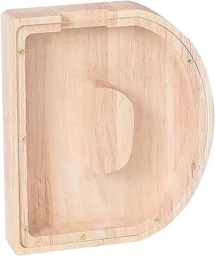 Alcancía grande de madera con 26 letras del alfabeto inglés para niños, niñas, niños y adultos, el mejor regalo para amigos (9.2 pulgadas de