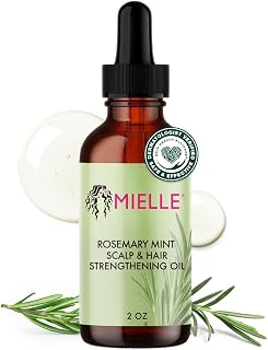 Mielle Organics Rosemary Mint Strengthening Hair Oil with Biotin - Dry Scalp & Split End Treatment for Frizzy Damaged Hair, All Types, 2oz