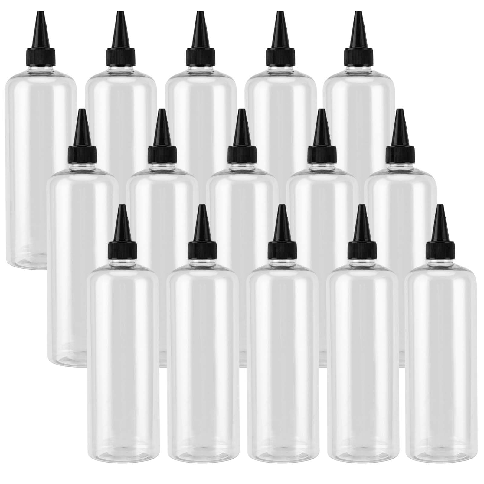 Seunmuk 15 Pack Clear Applicator Bottle With Twist Cap, 500 Ml Empty Plastic Squeeze Bottles Hair Oil Bottles For Hair Dyes, Pigments