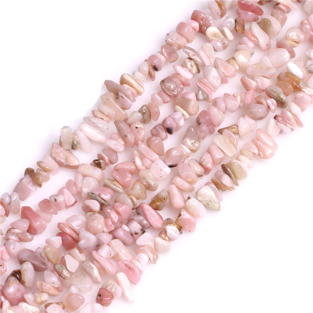 Sweet & Happy Girl's Store 7-8mm Gemstone Pink Opal Gravel Beads Strands 34 Inch Jewellery Making Beads — image 1