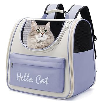 Qpets? Cat Carrier Backpack Cats Carrier Small Pet Travel Carrier Lightweight Carrier for Dog Cat Carrier Backpack with Handle Carrier for Small Medium Cat Dog Within 15kg(Lavender Blue)