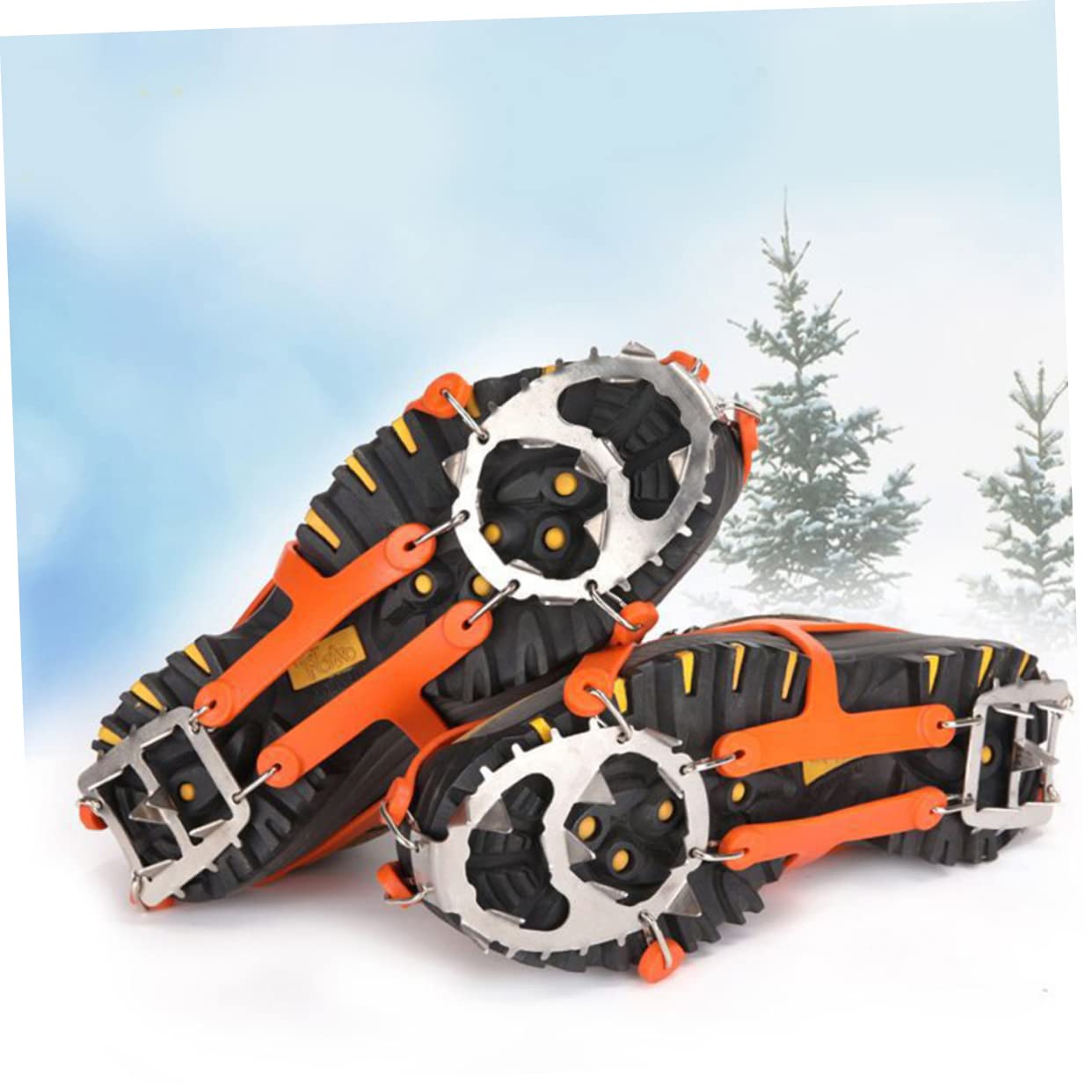 CONGARTENO 1pair Teeth Crampons for Shoes -Resistant Ice Cleat Spikes Outdoor Ice Snow Grips for Hiking and Climbing