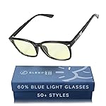 Sleep ZM Blue Light Blocking Glasses for Women + Men - Better Sleep + Anti Eye Strain Protection - Computer Screens & Gaming - Black Wayfarer - DaytimeMax Yellow Lens