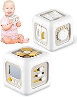 Kidific 6-in-1 Busy Cube Montessori Sensory Toys for 1-3 Year Old Toddlers - Safe Battery-Free Learning Activity Cube