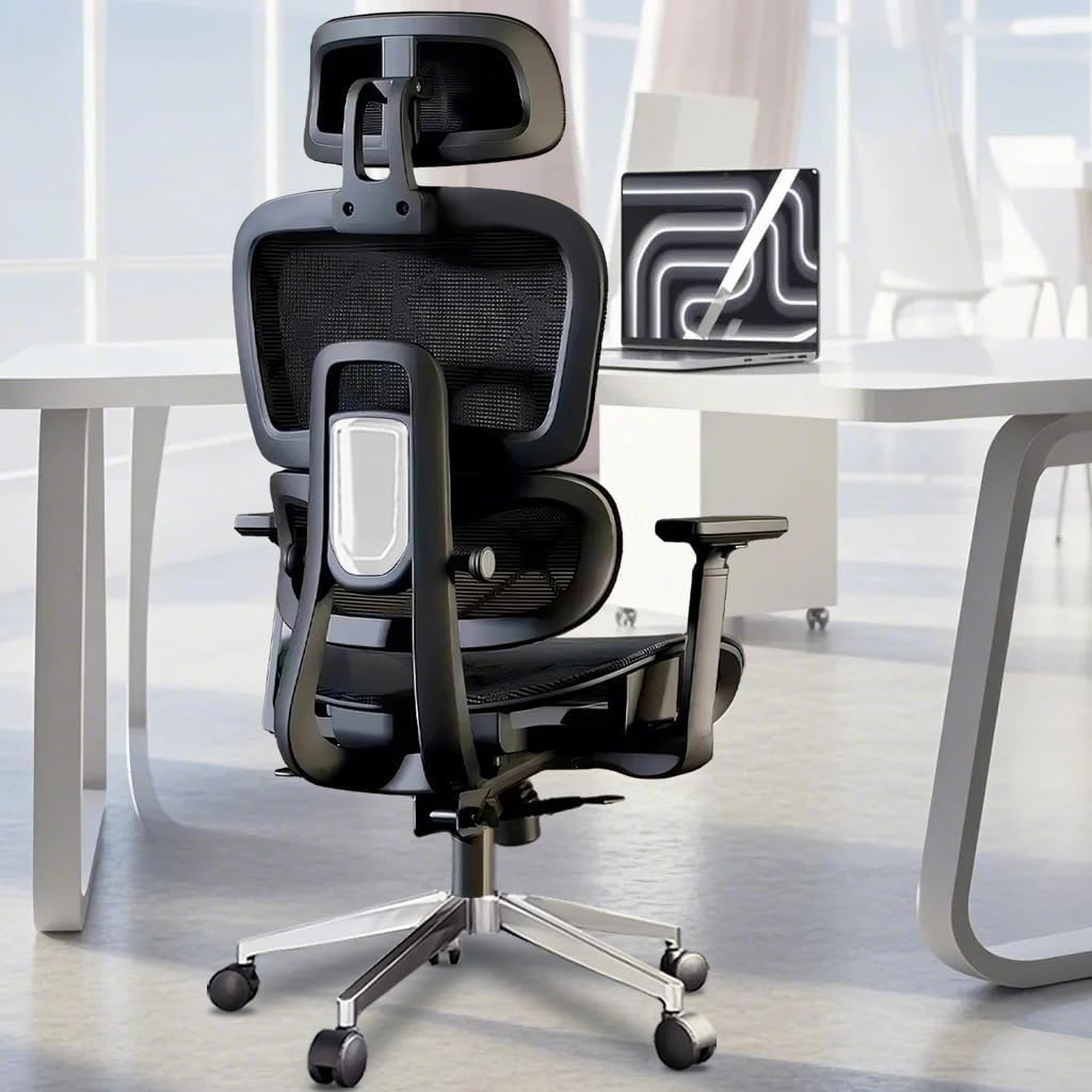 Ergonomic Office Chair,Gaming Chair with High Backrest and 3D Armrest and Adjustable Headrest,Comfortable Computer Office Chair with Rocker Function for Home Office(Black) - Medelstor-Svart