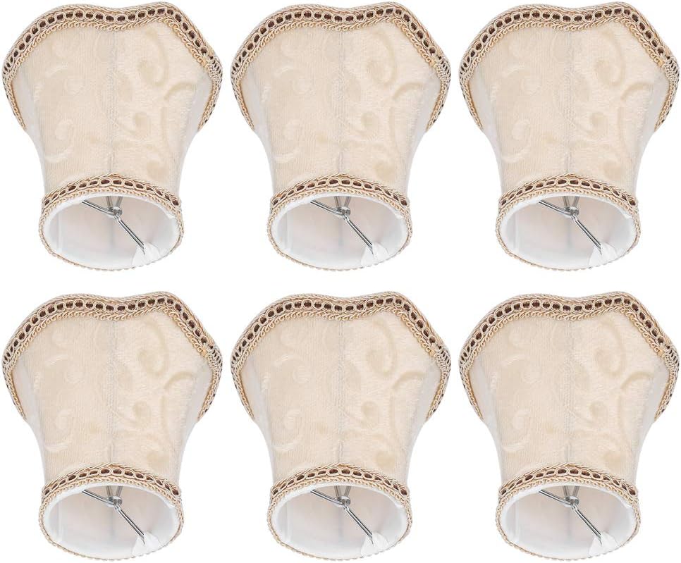 6Pcs Scalloped Lamp Shade, 3 x 4.7 x 5 inch Small Fabric Wall Lamp Cover Chandelier Lamp Shade for E14 Bulb Base Model