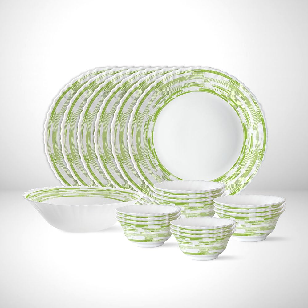 Larah by Borosil Aura Silk Series Opalware Dinner Set | 19 Pieces for Family of 6 | Microwave & Dishwasher Safe | Bone-Ash Free | Crockery Set for Dining & Gifting | Plates & Bowls | White,Floral (B0C54ZYWR8) Amazon Price History, Amazon Price Tracker