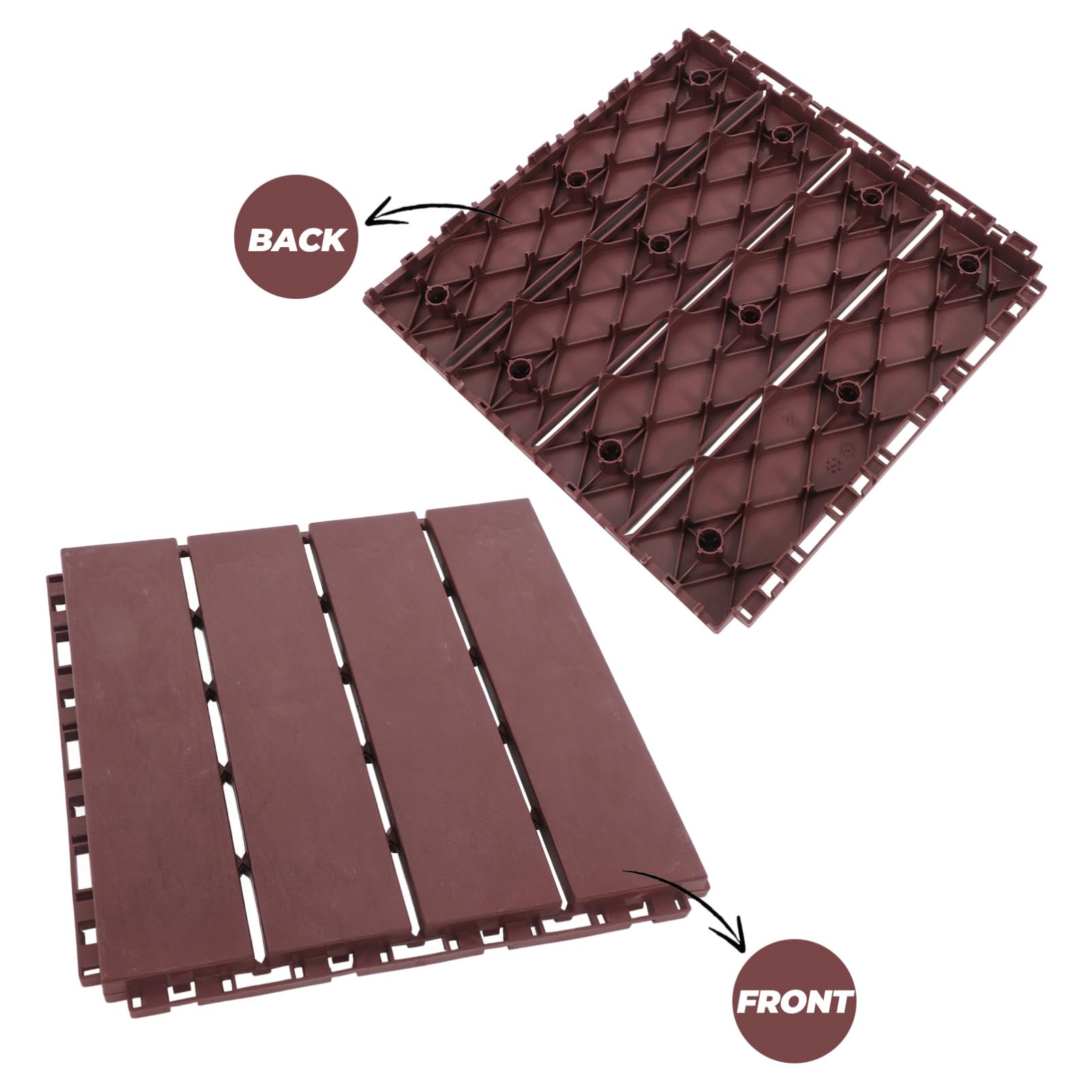 HOMSFOU 6piezas Baldosas Interlocking Para Patio y Jardín Suelo Exterior Antideslizante Resistente Al Agua y Duradero Para Balcón y Terrazas