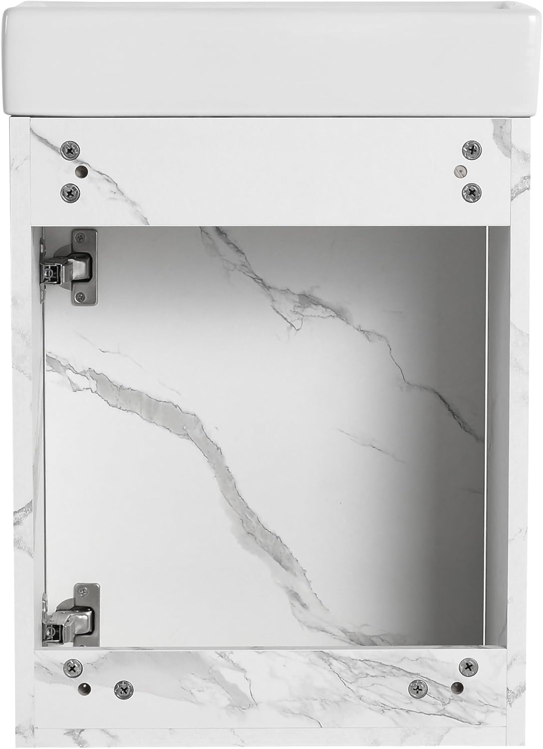 Malwee 16" Floating Bathroom Vanity with Sink, 16 inch Modern White Wall Mounted Bathroom Cabinet Combo for Small Space, Narrow Bath Wall-Hung Vanity Set with 1 Ceramic Basin and 1 Door(16cw)