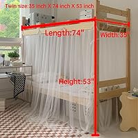 Vista 7 de 4 postes esquineros para dormitorio de estudiantes, litera, mosquitera, para cama, cortinas de cama para estudiantes, dormitorio, escuela, Blanco