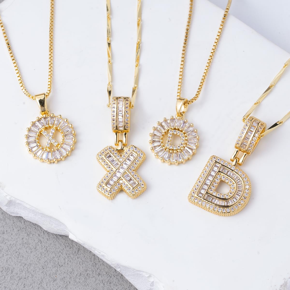 Letter Necklace 14k Gold Custom Name Personalized Zirconia Necklace Pendant Birthday Valentine Jewelry Gifts for Her - Image 3