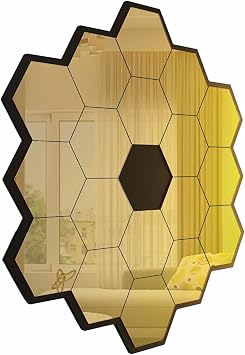 Medium Hexagon JWST Gold Mirror, Wall Mount, Personal Mirror, Home Decor