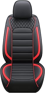 01- Fundas de cuero sintético para asiento de automóvil, para sedanes de 5 asientos y SUV, juego universal, compatible con bolsa de aire (negro y rojo)