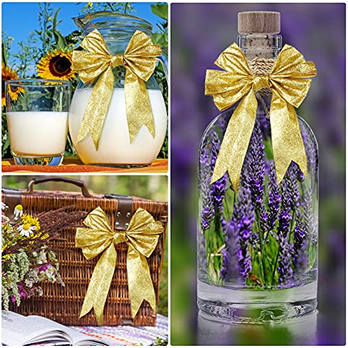 2 Rolls 20 Yards Christmas Ribbon Metallic Glitter Ribbon Wired Edge Decorative Fabric Ribbons For Party Wrapping Home Decorations Wedding Birthday Diy Crafts 2.5 Inch (Gold) #TOP6